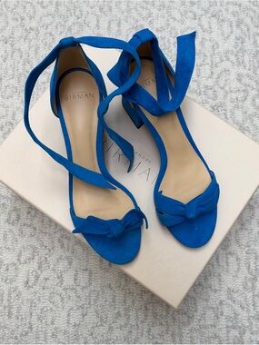 Alexandre Birman Cobalt Blue Suede Tie-Ankle Sandals